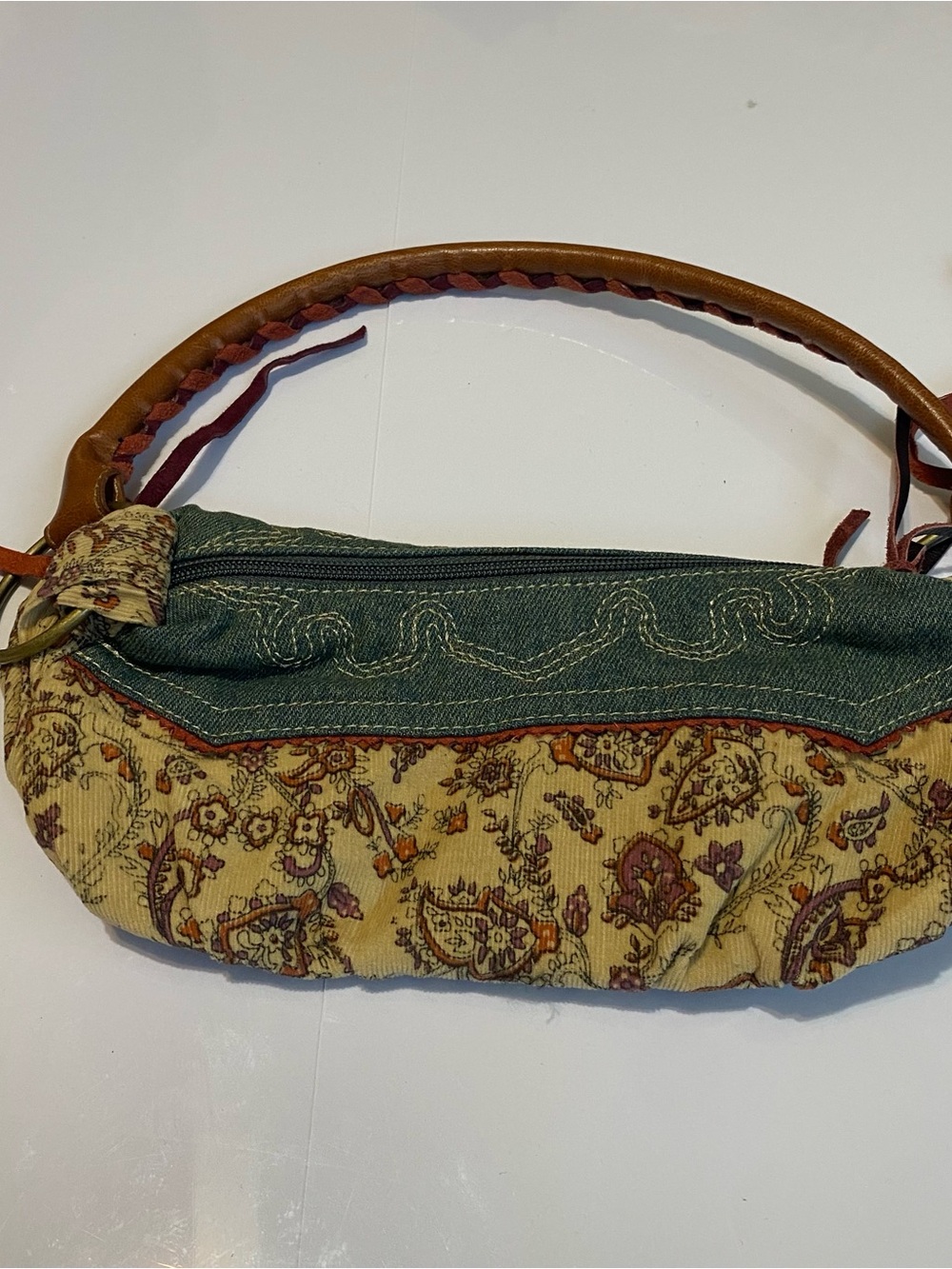 Y2K Boho Corduroy Floral Paisley Mini Shoulder Bag - Picture 4 of 8
